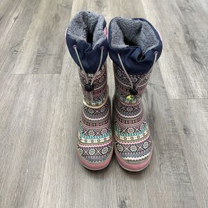 Western Chief Kids Waterproof Winter Boots Size 2 Pink Navy Rain Boots